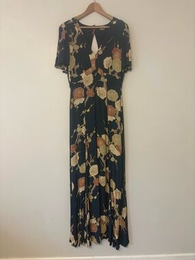 ASOS Navy Maxi Dress with Cream & Rust Floral Print